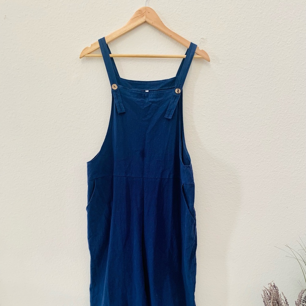 Women’s Blue Linen Overalls / Jumpsuit Small